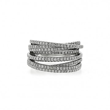 1.90 Cts. 14K White Gold Criss-Cross Diamond Cocktail Ring